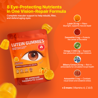 BrightRoot Daily Sight Restore Lutein Peach Gummies