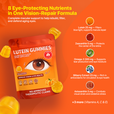 BrightRoot Daily Sight Restore Lutein Peach Gummies